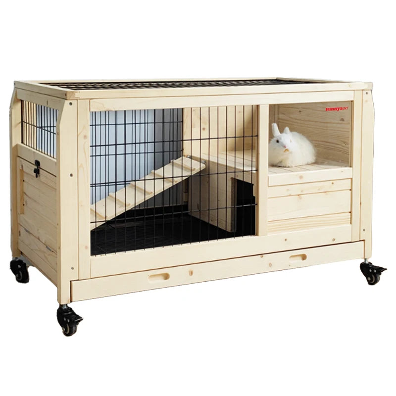 Pulley Indoor Solid Wood Rabbit Cage Dragon Cat House Guinea Pig Villa Dutch Pig Nest Small Pet House Hedgehog Turtle House