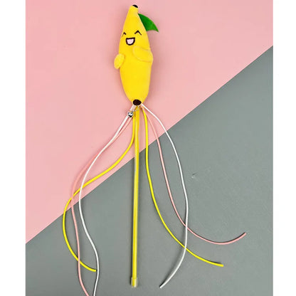 Cat Toy Cat Teaser Sticks Plastic Fruit Doll Cat Teaser Stick With Cat Mint Tassels Inside Self Hi Cat Toy