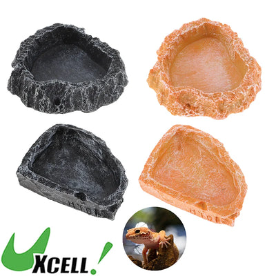 UXCELL Aquatic Reptile Pet Feeder Food Dish Lizard Turtle Resin Food Bowl Tortoise Scorpion Crabs Food Water Pots Tank Decor