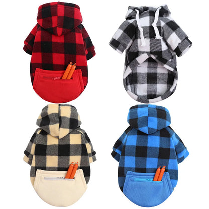 Winter Warm Pet Dog Clothes Plaid Printing Big Dog Coat Outfit for Large Dogs Labrador Hoodies Sweater Gold Retriever Clothing