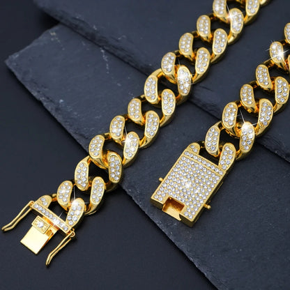 Dog Chain Diamond Cuban Collar,with Design Secure Buckle,Walking Metal Chain Collar,Pet Cat Cuban Collar Jewelry Accessories