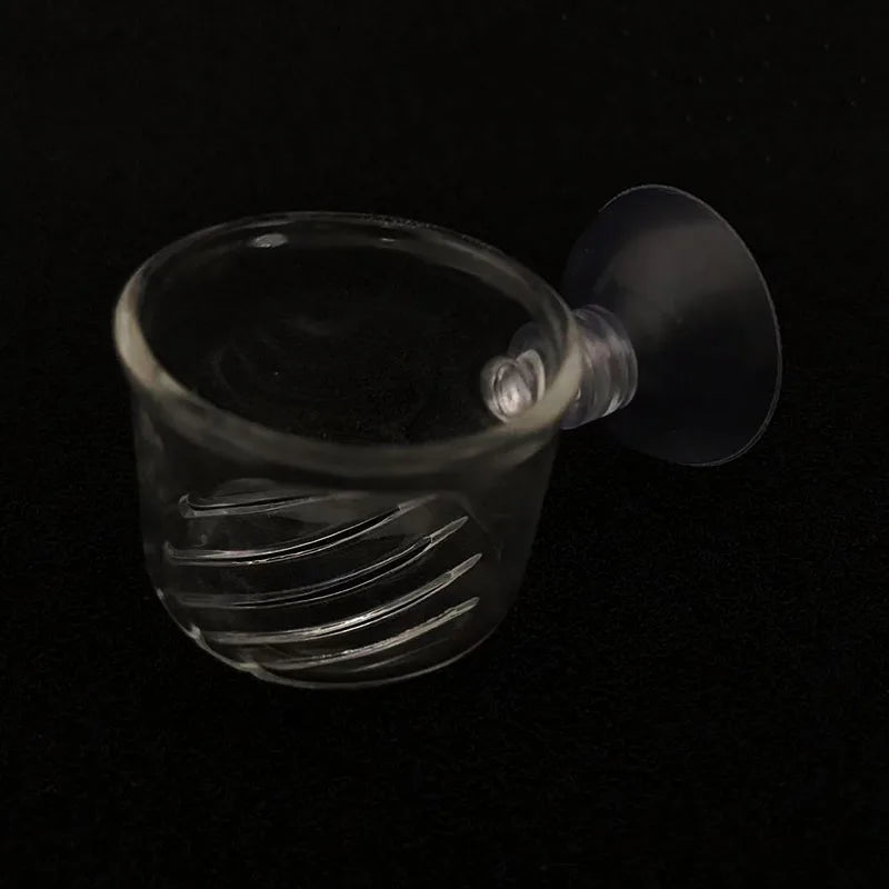 1Pc Glass Aquarium Feeder Hanging Fish Tank Mini Crystal Pot Polka Water Potted Planting Cylinder Cup Aquarium Decor Accessories