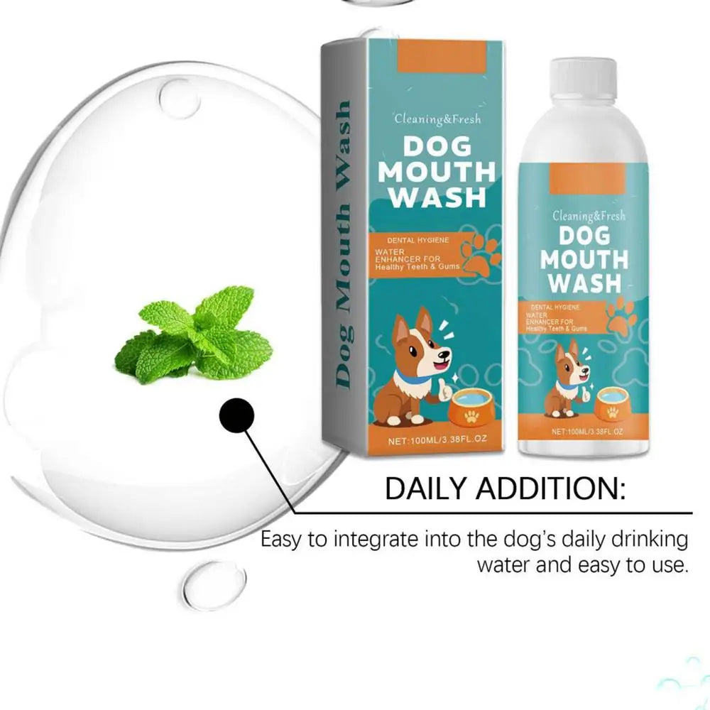 Dog Breath Water Additive 100ml Dog Teeth Cleaner Wash Effective Dog Teeth Cleaner Wash Natural Teeth Cleaning Freshener For