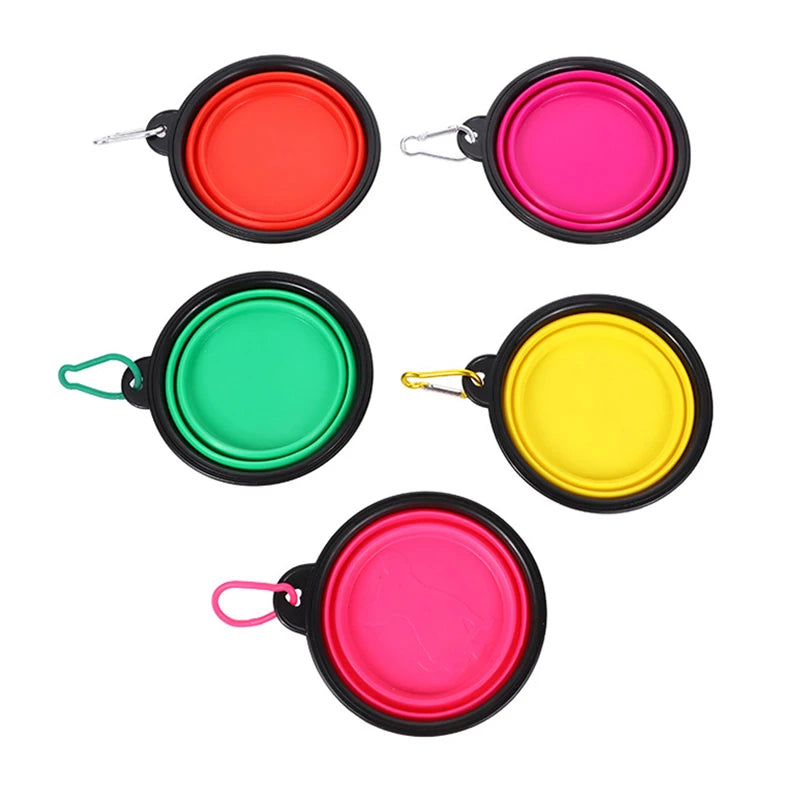 Mountaineering Buckle Silicone Pet Bowl Folding Bowl Outdoor Special Imitation Silicone Dog Bowl Portable For Outdoor Use