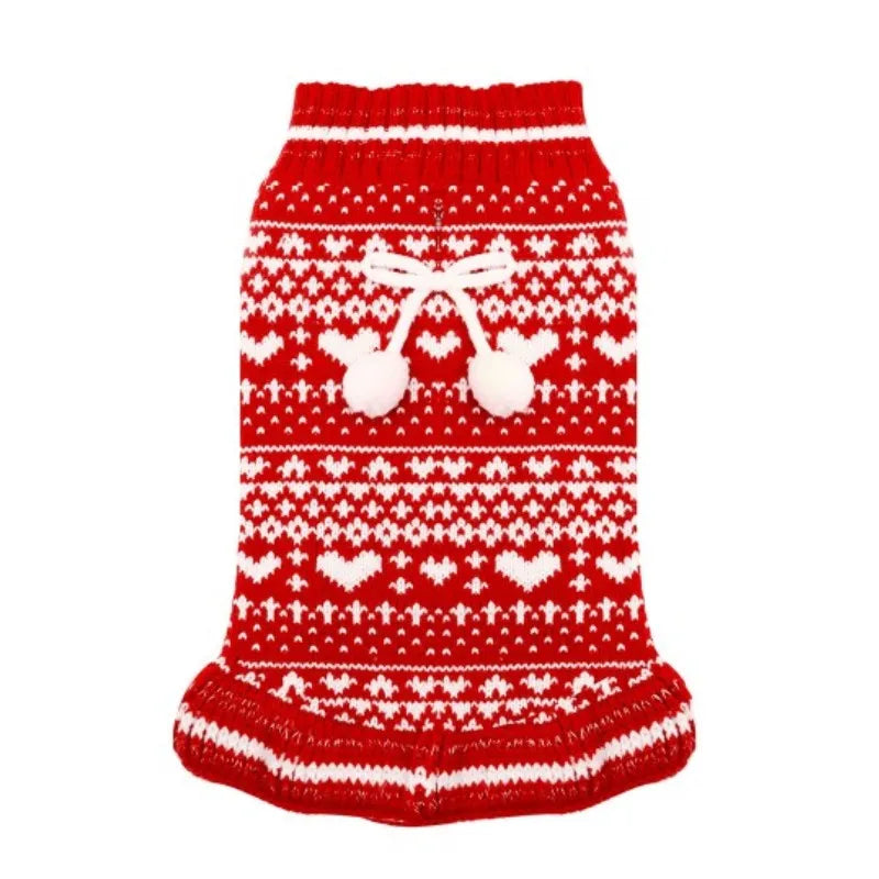 Christmas Dress for Dogs Winter Dog Clothes Dog Knitted Coat Puppy Warm Overalls Chihuahua French Bulldog Costume Dog Sweater