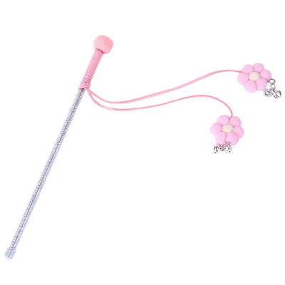 Cat Teaser Wand Kitten Stick Toy Cat Fishing Pole Toy Cat Teaser Toy With Bell And Chrysanthemum Pendant Promotes Cat Exercise