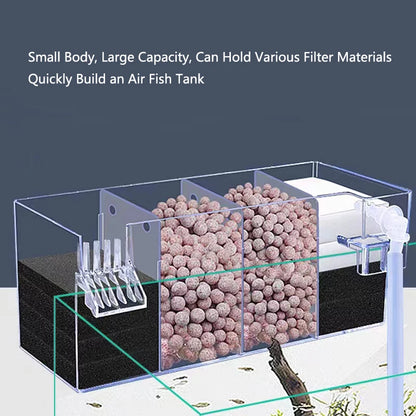Fish Tank External Filter Box Acrylic Filter Dry and Wet Separation 4 in 1 Small Silent External Suspend Aquarium Drip Overflow