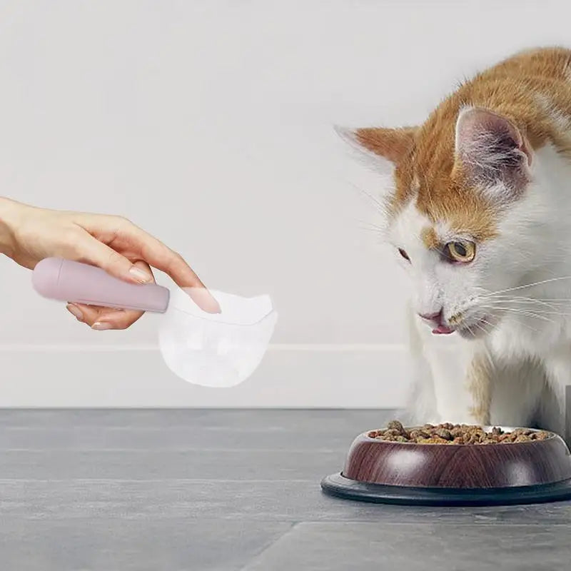 Dog Food Scoop Cat-Ear Shape Food Scoopers Kitten Food Measuring Cups Clear Convenient Scoops Bag Sealing Clip for Dry Dogs