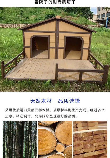Solid wood dog house outdoor rainproof outdoor courtyard pet general   house large dog wooden dog cage wholesale