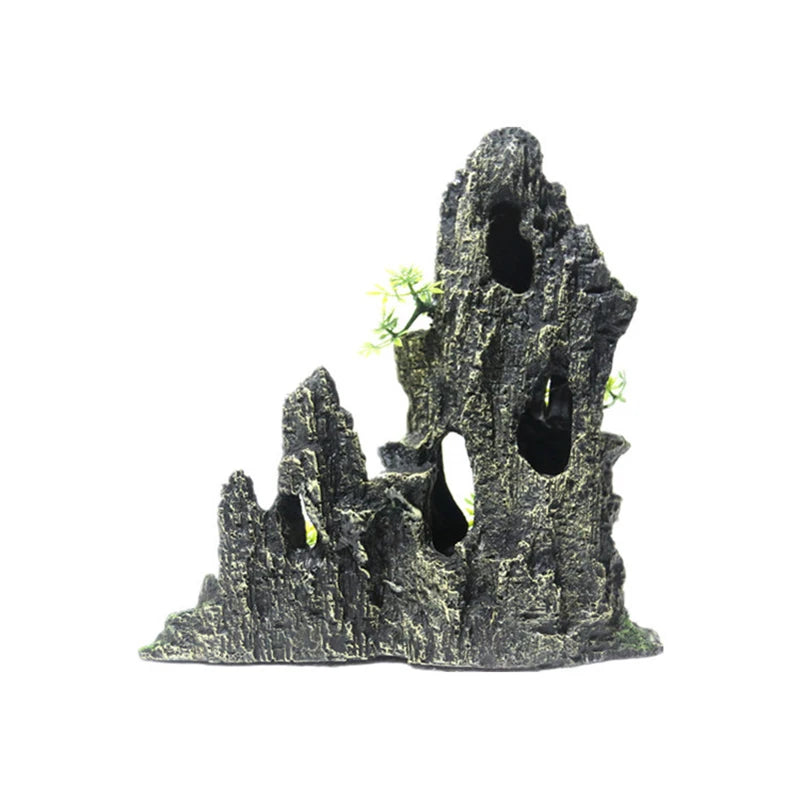 Resin Aquarium Rockery Mountain Decoration Artificial View Rock Cave Stone Tree Fish Tank Ornament Pet Supplies Home Decor