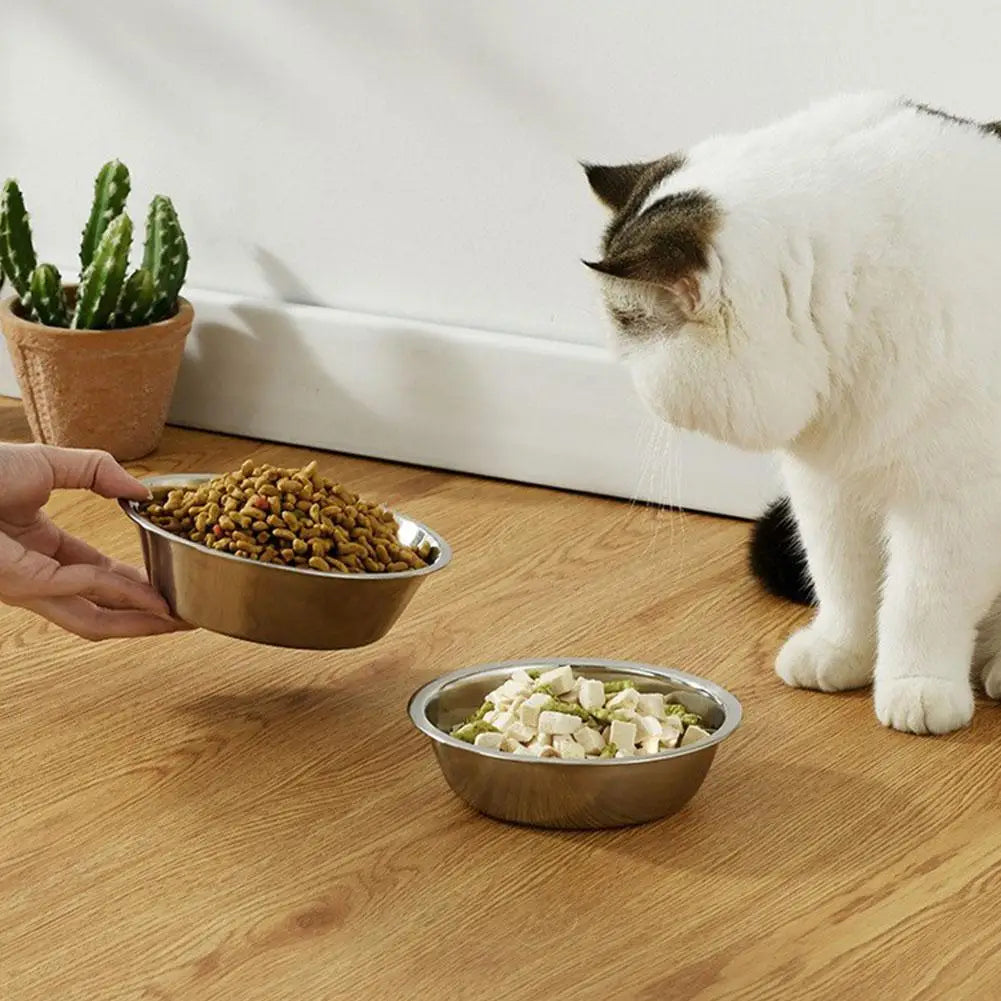 Stainless Steel Pet Bowl, Dog And Cat Food Bowl, Thickened Non-slip Bowl, Anti-fall, Not Easy To Deform, Easy To Clean 1pcs