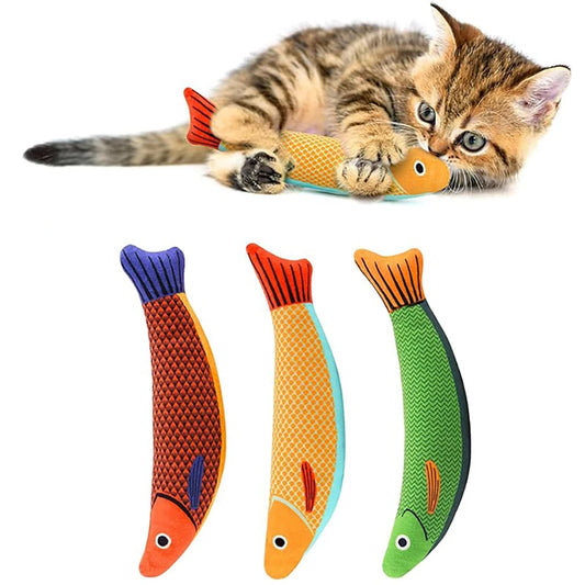 Cat Toys Saury Fish, Soft Durable Cat Catnip Crinkle Sound Toys Pet Accessories, Interactive Cat Kicker Toys for Indoor Kitten