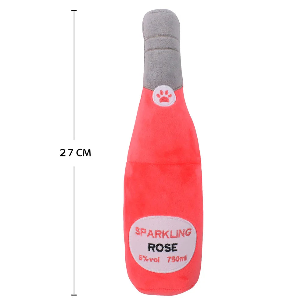 Dog Plush Toy 27 Cm Plush-filled Champagne Bottle Squeaking And Sounding Pet Dog Toy Products Fleece Squeak Toys