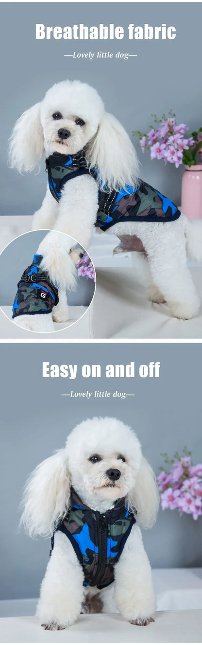 Winter Pet Dog Harness Vest Jacket Clothing Waterproof Coat Dog Clothes For Small Medium Dog Camouflage Windproof Puppy Pug Coat