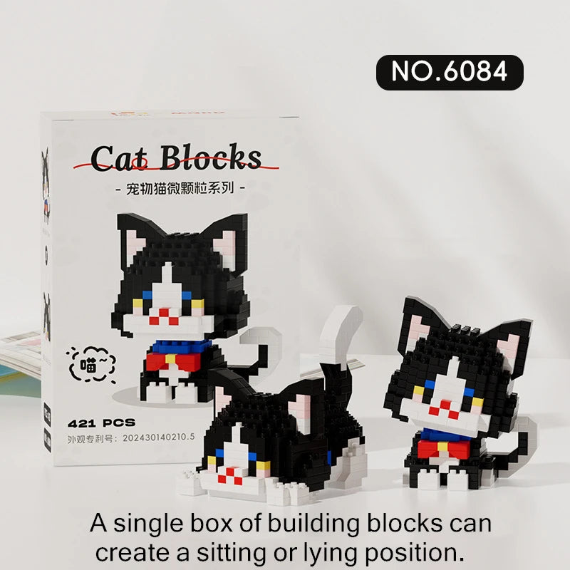 Cute Cat Meow Series Tiny Particle Orange Cat Building Blocks Ragdoll Silver Gradient Cow Building Block Toy