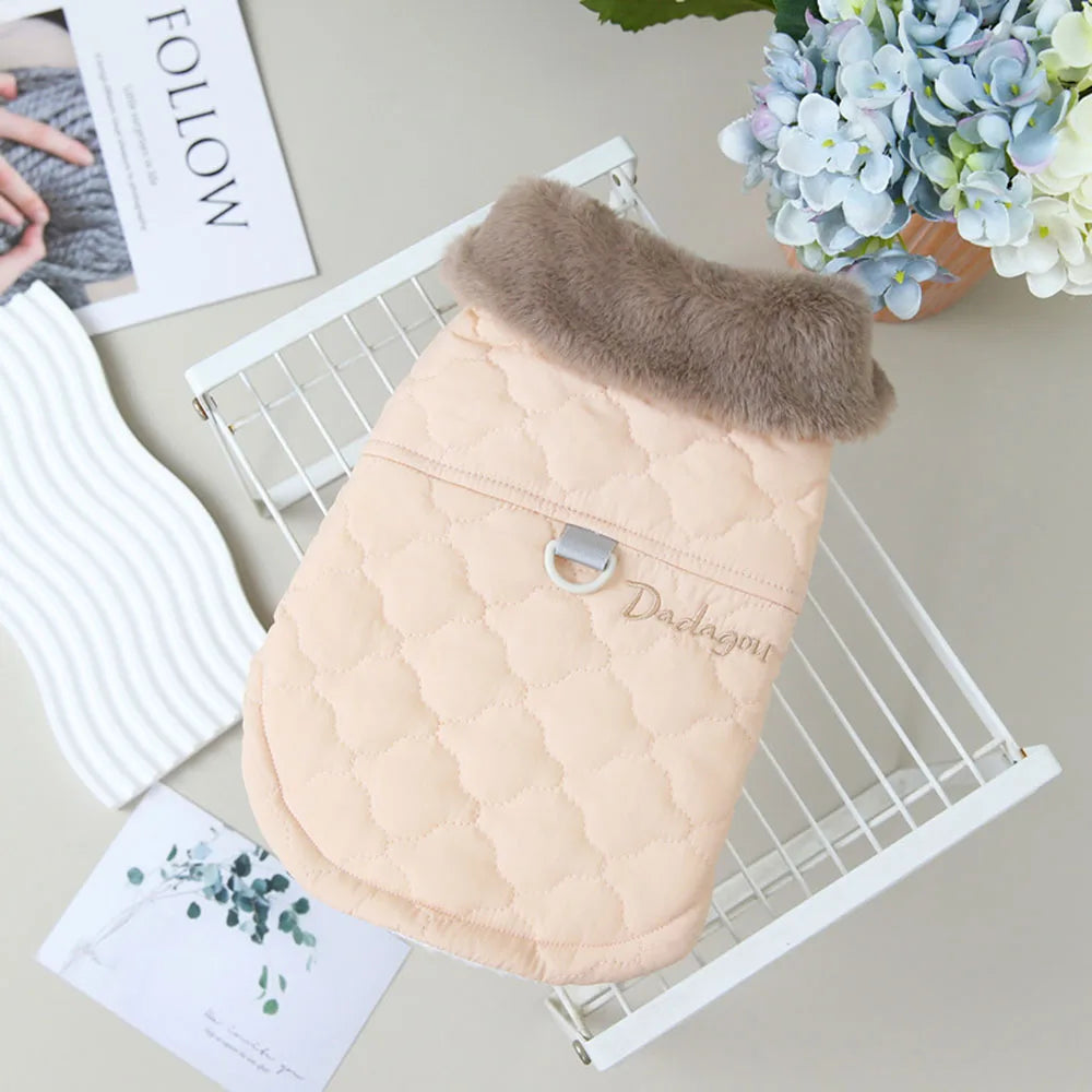 Winter Warm Fur Collar Dog Jacket Windproof & Waterproof Dog Clothes for Small Dogs Puppy Vest Chihuahua Yorkie Coat Pet Costume