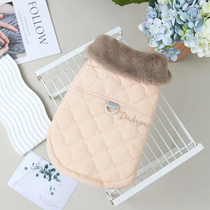 Winter Warm Fur Collar Dog Jacket Windproof & Waterproof Dog Clothes for Small Dogs Puppy Vest Chihuahua Yorkie Coat Pet Costume