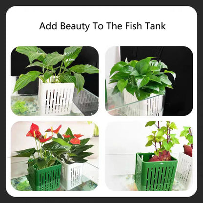 Aquarium Planting Basket Hydroponic Support Hangable Fish Tank Water Grass Cup Aquatic Plant Holder Wall Hanging Flower Pots
