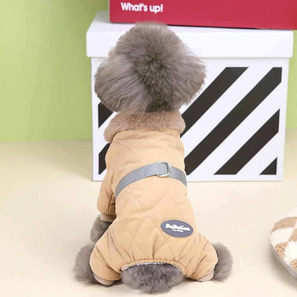 Windproof Dog Jumpsuit Coat Winter Dog Clothes Warm Fur Collar Puppy Cotton Jacket for Small Medium Dogs Pet Chihuahua Costume