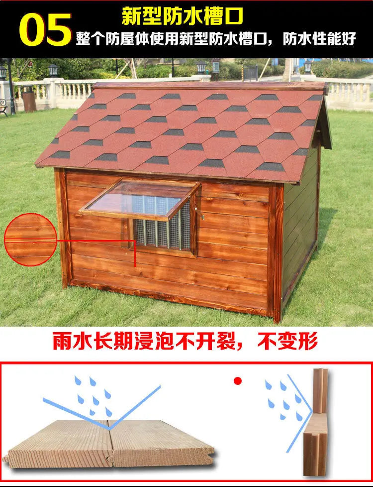 Outdoor Solid Wood Labrador Kennel Waterproof Small Medium Large Dog Cage Golden Retriever Teddy Kennel