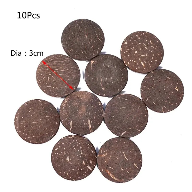 10/20/50PcsNatural Coconut Shell Wood Aquarium Decoration Circular Slice Artwork Decor Landscaping Fish Tank Ornament Background