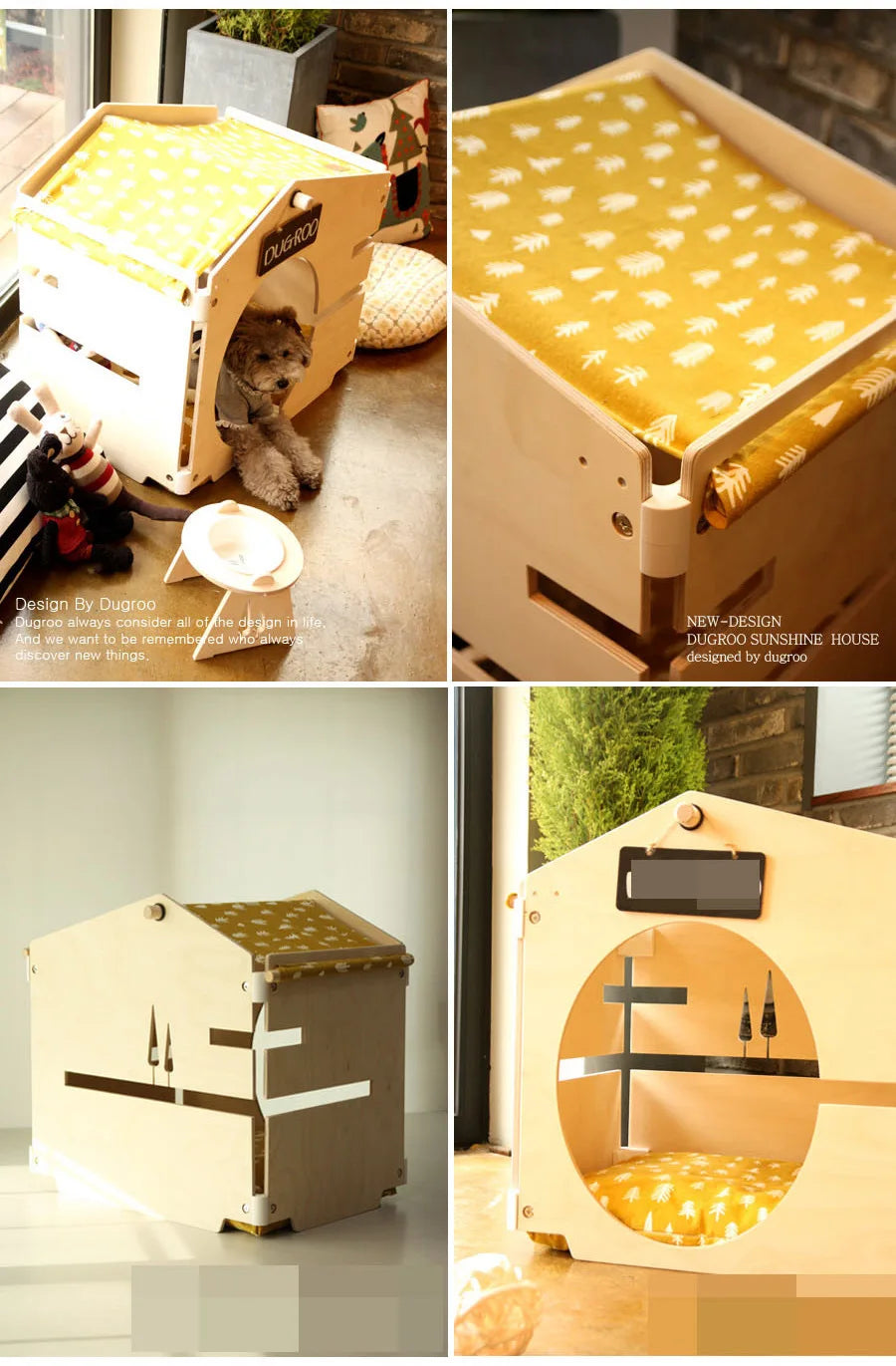 Pet natural birch hairball decoration, kennel wooden house, pet tent shed design