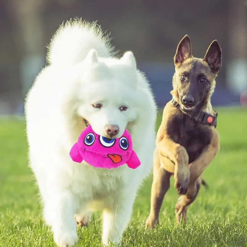 Dog Plush Toy Squeaky Bouncing Puppy Teething Balls Interactive Stuffed Bite Toys With 3 Batteries For Cats Pets Calming Fetch