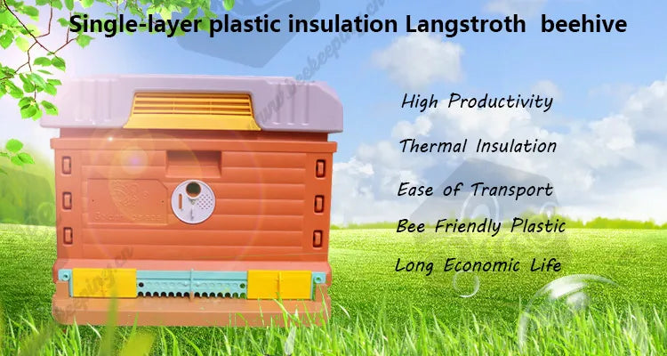 Heat Preservation Plastic Thermo Honey Bee Hive Langstroth 1 Layer 10 Frame Multifunction Bee Box Color Beehive House Apiculture