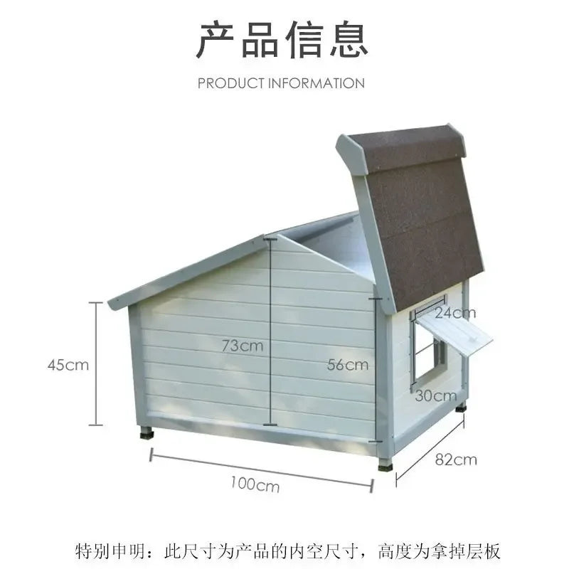 Outdoor dog house dog house Small and medium-sized dog solid wood villa Warm and rainproof in winter Samoyed outdoor kennel