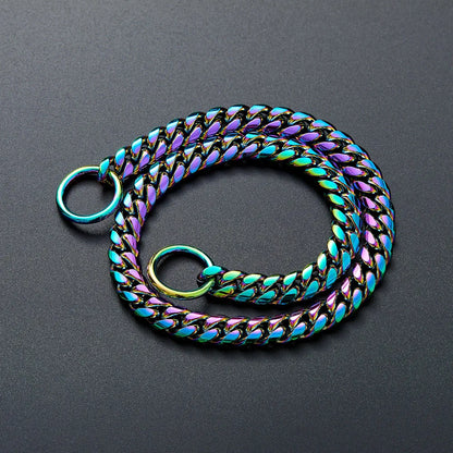 Gold Chain Dog Collar 10mm Fashion Dog Cuban Link Pet Gold Necklace Metal Puppy Jewelry Bulldog P Chain Pet Training Slip Collar
