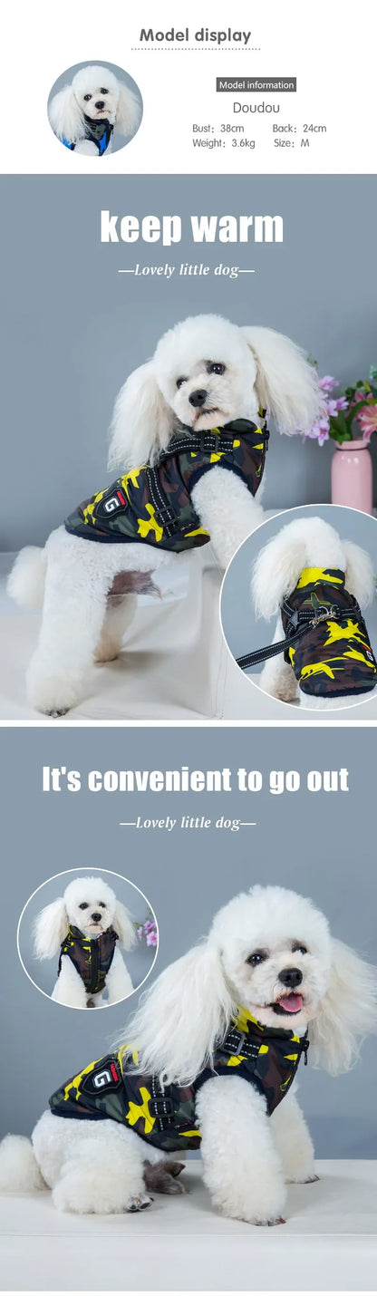 Winter Pet Dog Harness Vest Jacket Clothing Waterproof Coat Dog Clothes For Small Medium Dog Camouflage Windproof Puppy Pug Coat