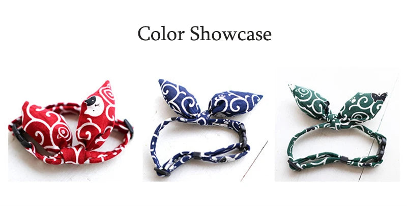 Japanese Fashion Pet Dog Accessories Bunny Ears Adjustable Neck Wear Handmade York Dog Necklaces Fancy All Season Collar for Cat