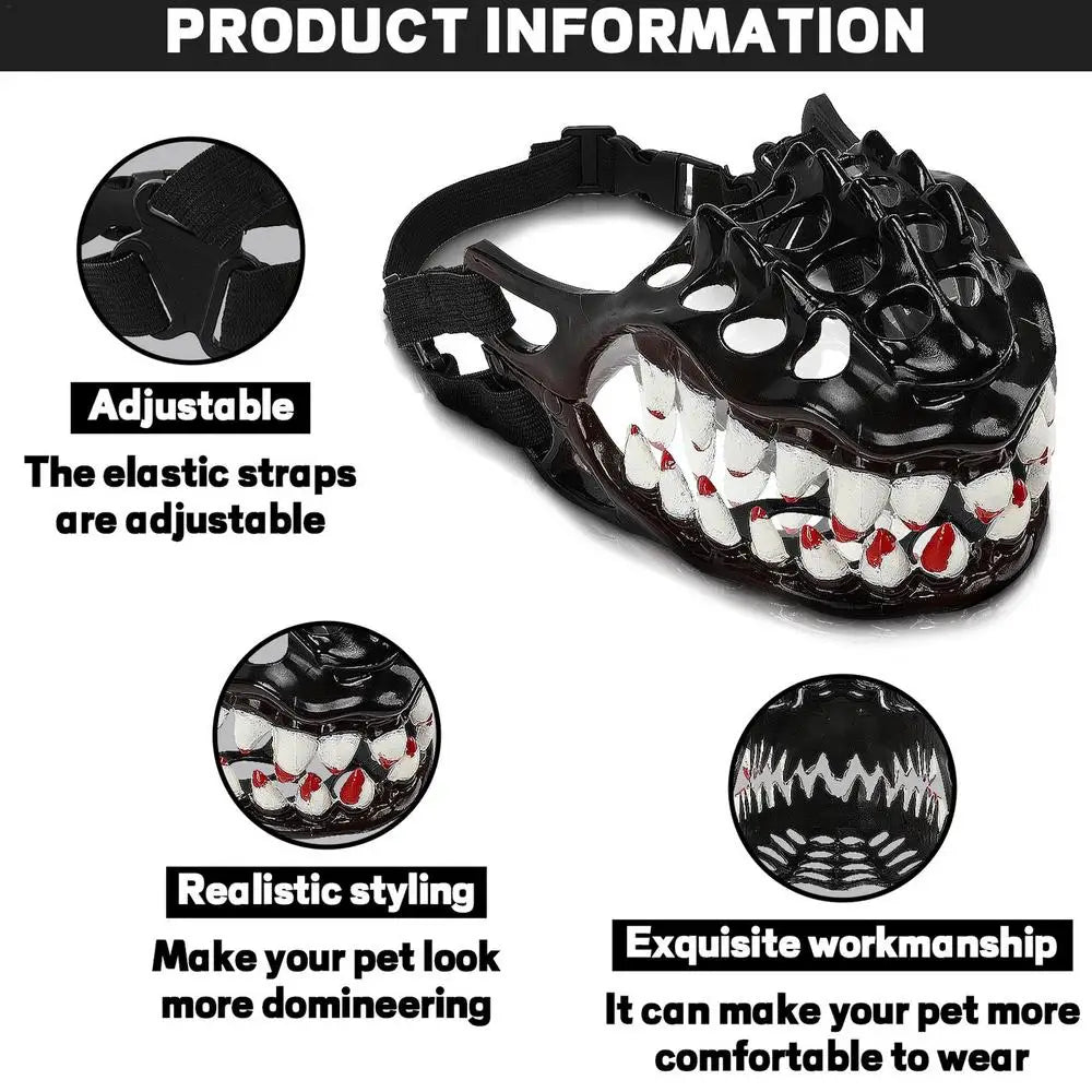 Halloween Dog Muzzle With Teeth Creepy Dog Costume With Large Teeth Spooky Prop Halloween Dog Costume Hilarious Dog Muzzle