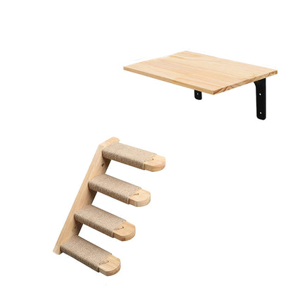 Cat Wall Shelf Wooden Furniture Cat Trees Towers Cat Scratching Post Staircase Hammocks Climbing Wall Sets For Cats To Play