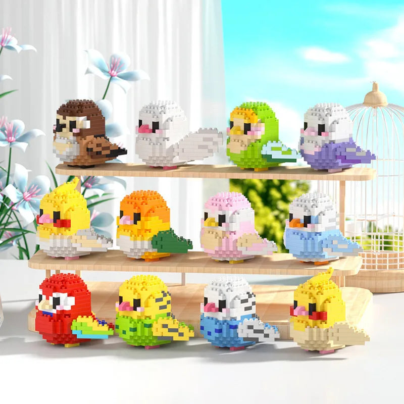 Building Blocks 3D Bird Cute Parrot Model Assemble Table Decor Children Toys for Kids Gifts Micro DIY Bricks Educational Toys