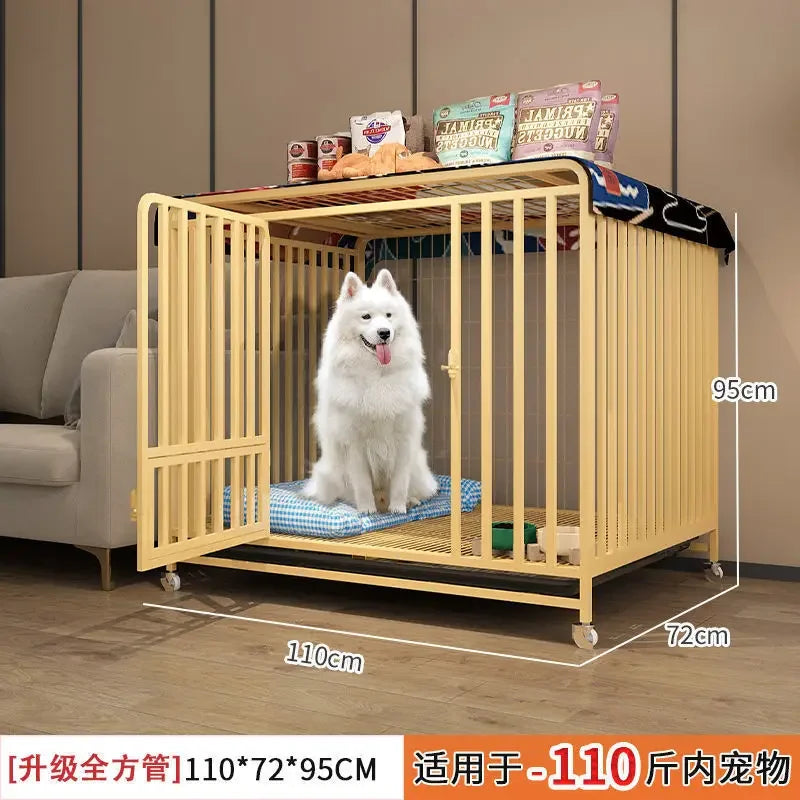 Dog cage Medium and large dog household Dog cage with toilet Square pipe Bold reinforcement Villa indoor Golden Retriever Labrad