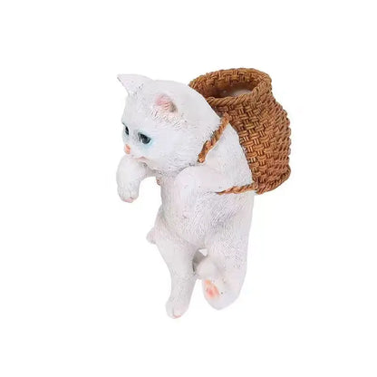 Aquarium Hanging Cat Backpack Hanging Ornaments Fish Tank Tool Storage Basket Desktop Flower Pot Landscaping Decoration Cute