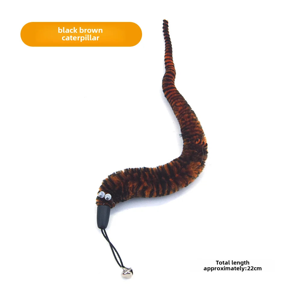 Cross-border cat teasing stick replacement head rainbow caterpillar wood teana stick cat toy funny cat bell hair ball replace...