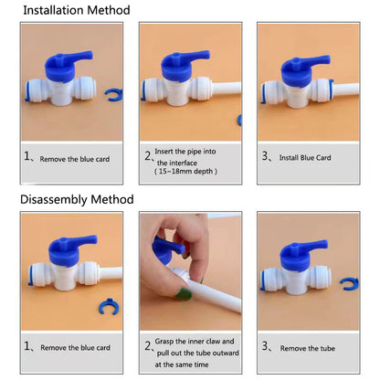 1Pcs Aquarium Fitting RO Water Straight Plastic Ball Valve with Quick Connect 1/4' 3/8' OD Hose Male Reverse Osmosis Connector