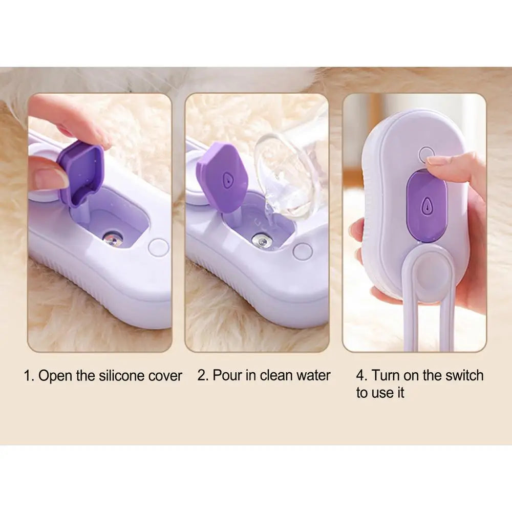Pet Steamer Brush USB Rechargeable Cat Steamy Brush Dogs Cats Pet Hair Removal Self-Cleaning Comb for Long and Short Hair