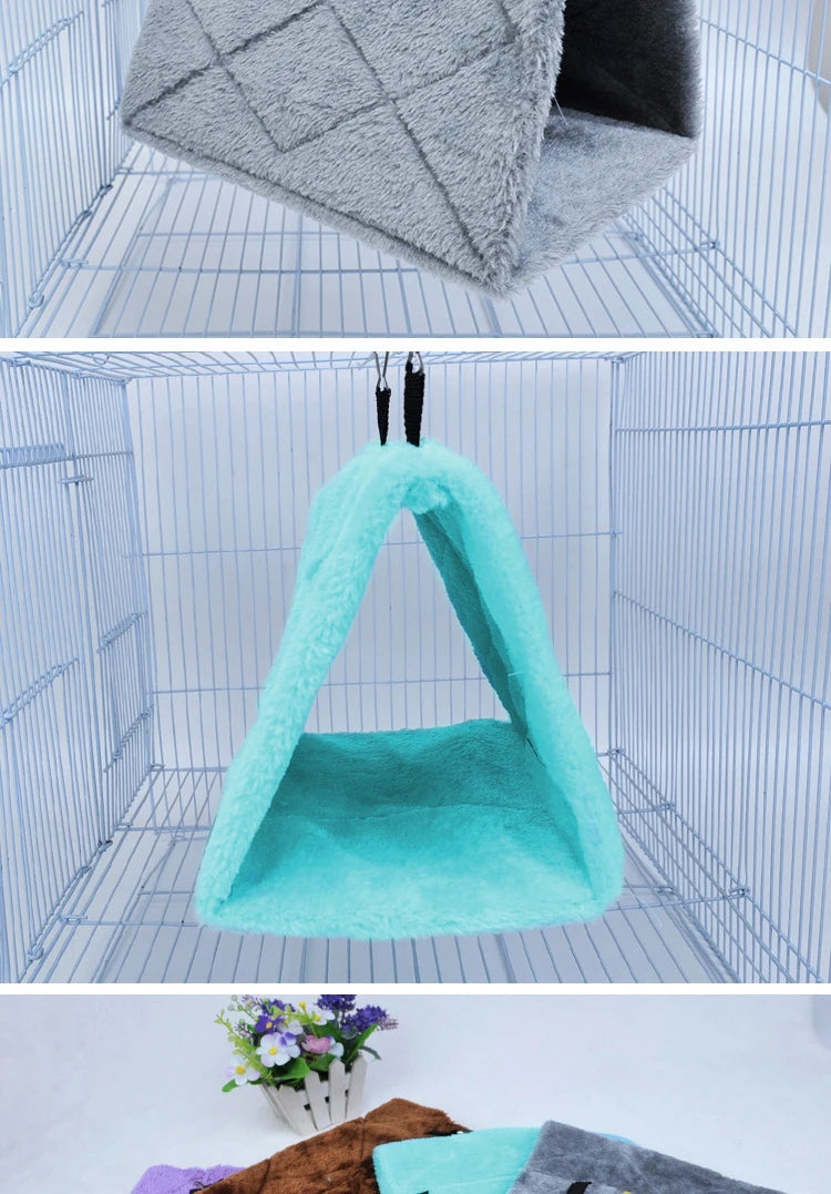 Winter Pet Bird Parrot Cages Warm Plush Hammock Hut Tent Bed Hanging Cave for Sleeping and Hatching Bird Accessories