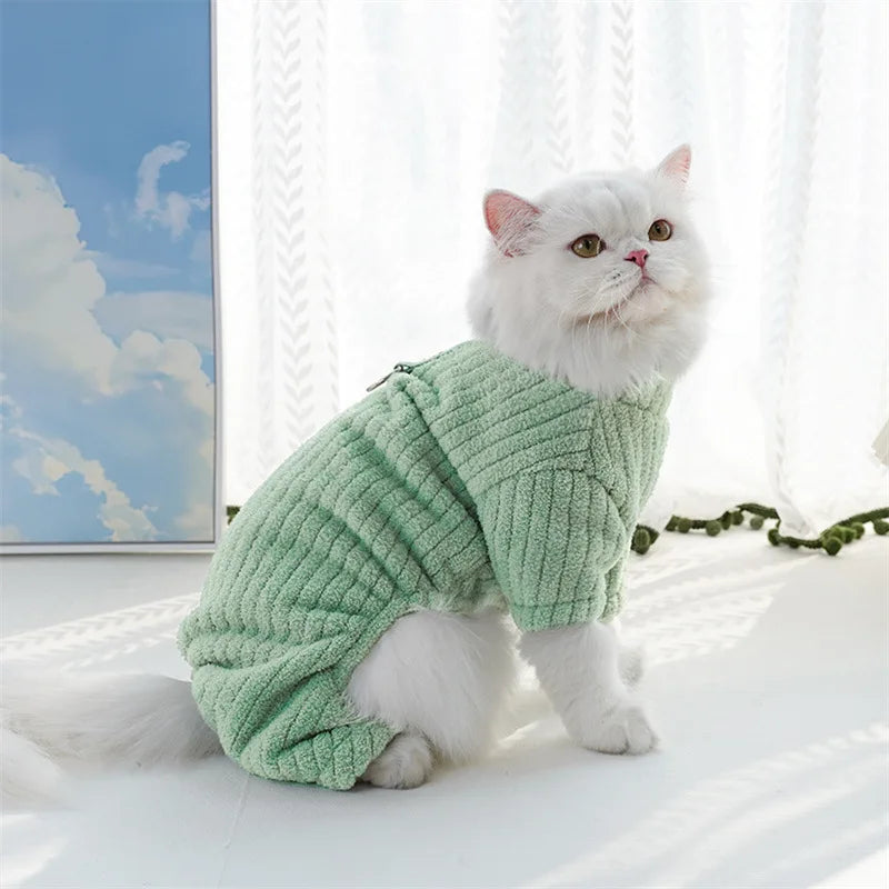 Winter Dog Jumpsuit Solid Pet Clothes for Small Medium Dogs Thermal Fleece Dog Pajamas Onesie Sleepingwear Puppy Overalls