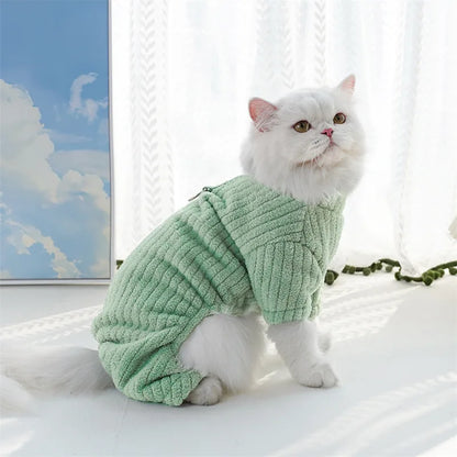 Winter Dog Jumpsuit Solid Pet Clothes for Small Medium Dogs Thermal Fleece Dog Pajamas Onesie Sleepingwear Puppy Overalls