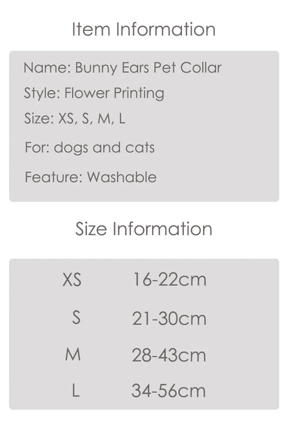 Cute Japanese Print Pet Dog Collars Bunny Ears Shaped Necklace for Cats Spring Decorate Puppy Supplies Neck Wear Cat Accessories