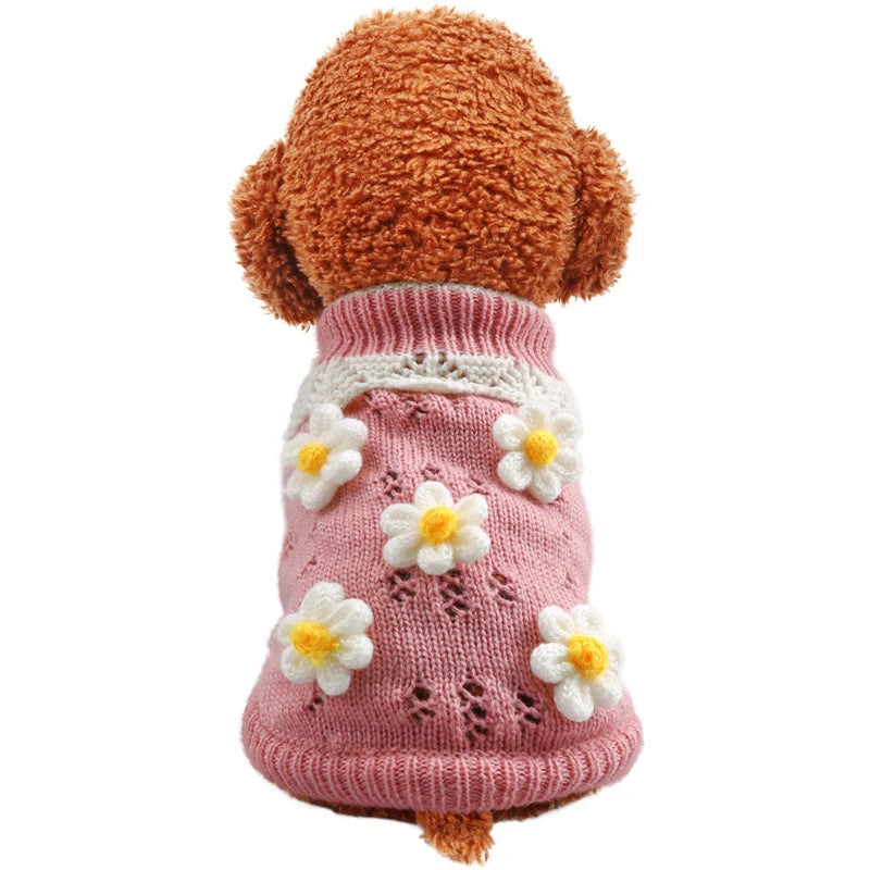 Luxury Designer Warm Winter Clothes for Pets Wool Knitting Floral New Year York Dog Sweaters Sphinx Cat Christmas Puppy Clothing