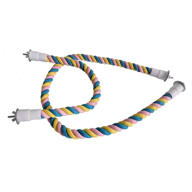 Pet Bird Bite Toys Parrot Color Cotton Rope Toys Elastic Parrot Climbing Toys Sturdy Bird Swing Harness Cage Pet Toy Swing Stand