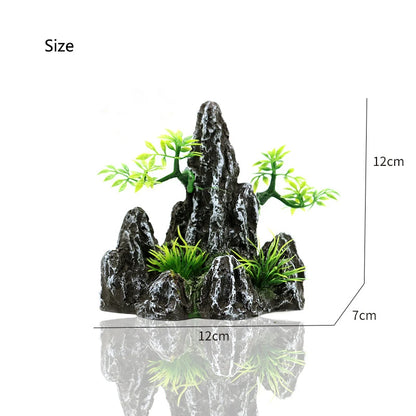 Resin Aquarium Rockery Mountain Decoration Artificial View Rock Cave Stone Tree Fish Tank Ornament Pet Supplies Home Decor