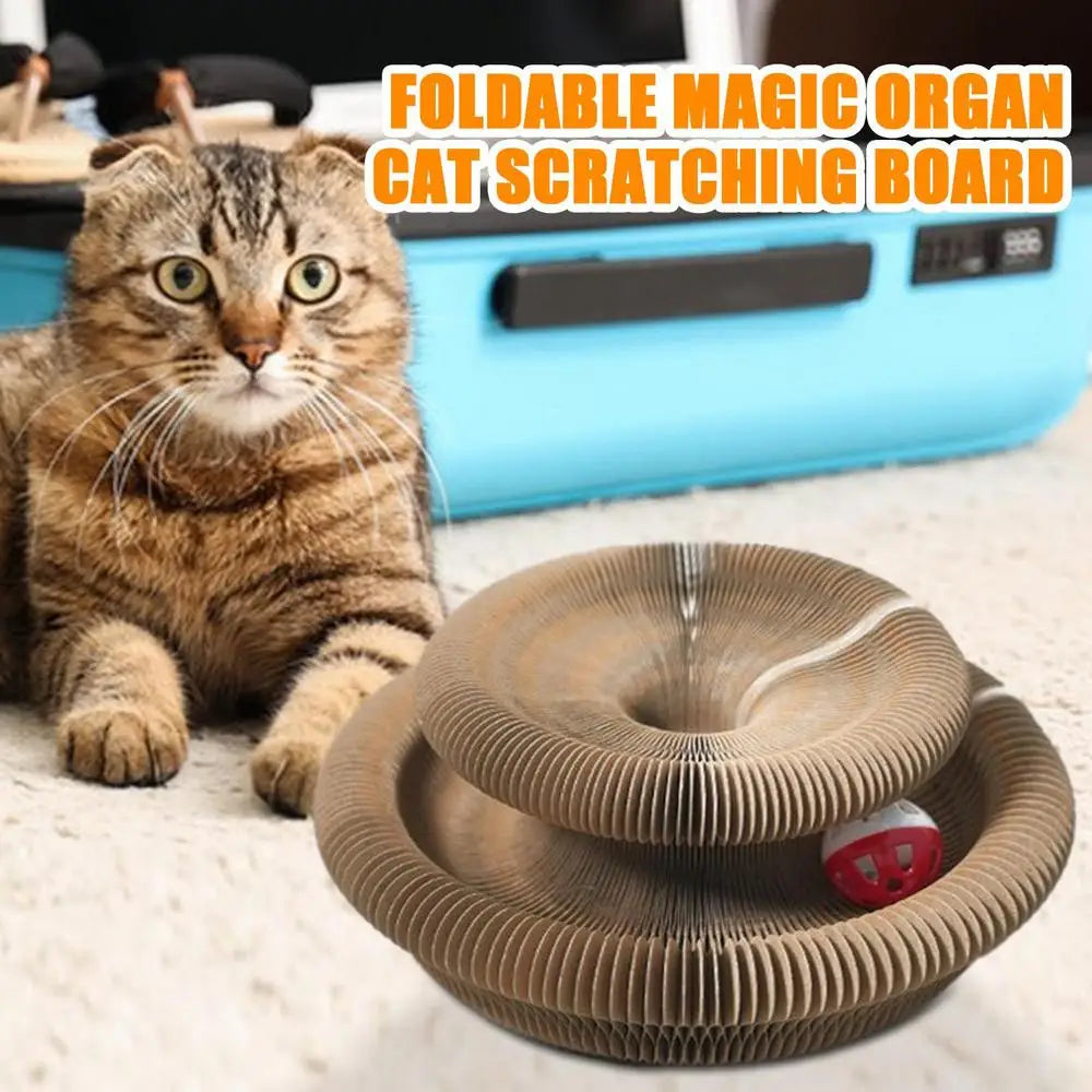 Magic Organ Cat Scratcher Organ Cardboard Scratching Board with Toy Bell Indoor Cat Grinding Claw Scratching Board Interactive