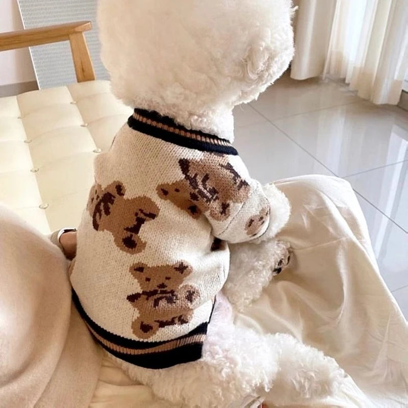 Winter Dog Sweater Pet Dog Clothes for Small Dogs Solid Letter Knitted Coat Puppy Costume Chihuahua French Bulldog Cat Sweaters