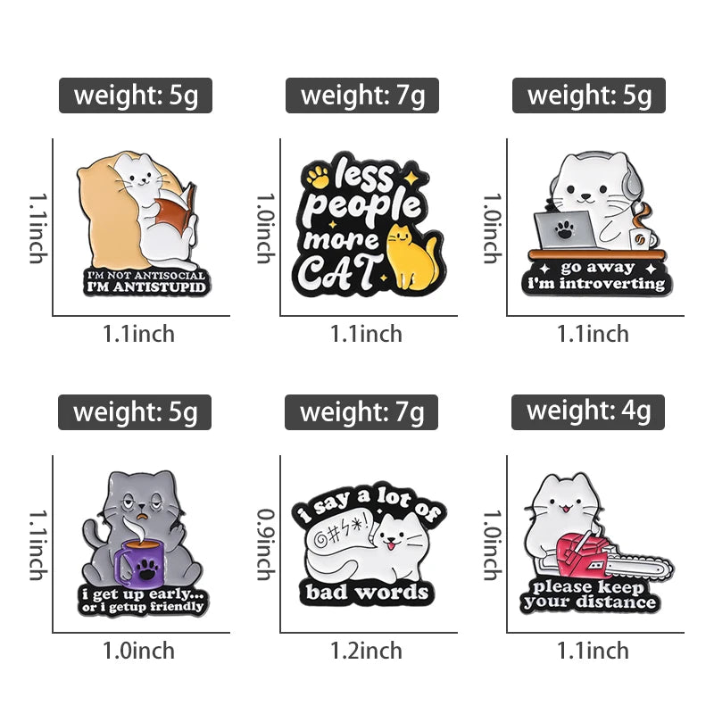 Funny Animal Sets Enamel Pins Cartoon Anime Figure Ghost Spooky Cute Cat Bird Brooches Backpack Lapel Badge Punk Jewelry Gifts